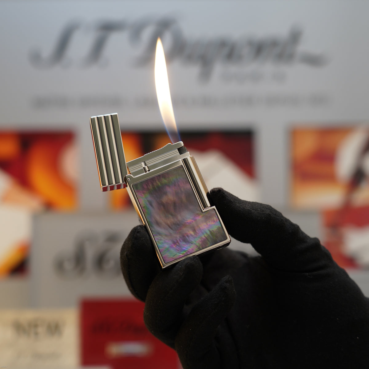 Vintage 1999 S.T. Dupont Limited Edition Mother-of-Pearl Heavy Platinum Ligne 2 Large Lighter – Full Set