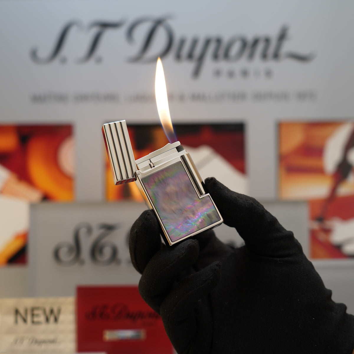 Vintage 1999 S.T. Dupont Limited Edition Mother-of-Pearl Heavy Platinum Ligne 2 Large Lighter – Full Set