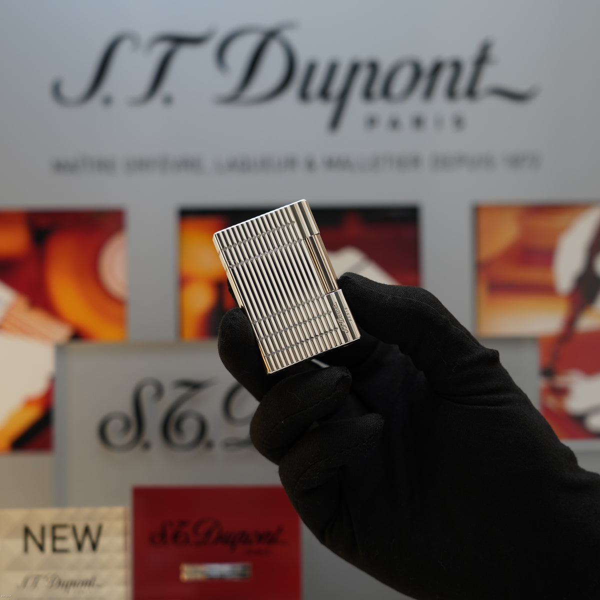 Vintage 1990 S.T. Dupont Gatsby Ligne 2 Medium Silver Plated Horizontal Line Lighter – Mint Full Set