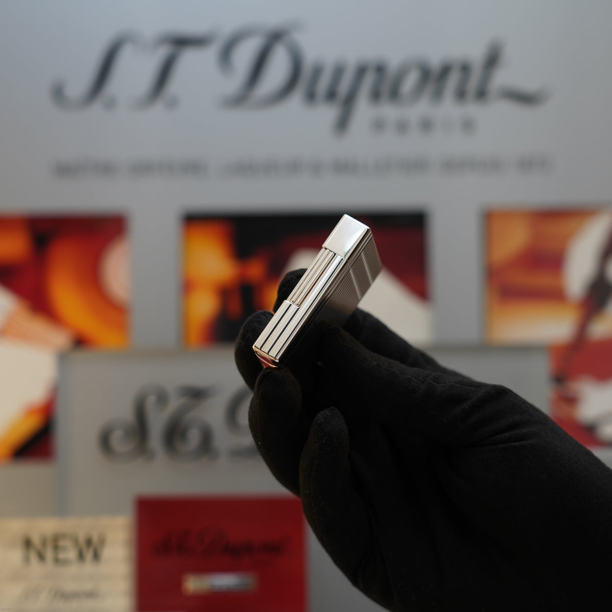 Vintage 1990 S.T. Dupont Gatsby Ligne 2 Medium Silver Plated Horizontal Line Lighter – Mint Full Set