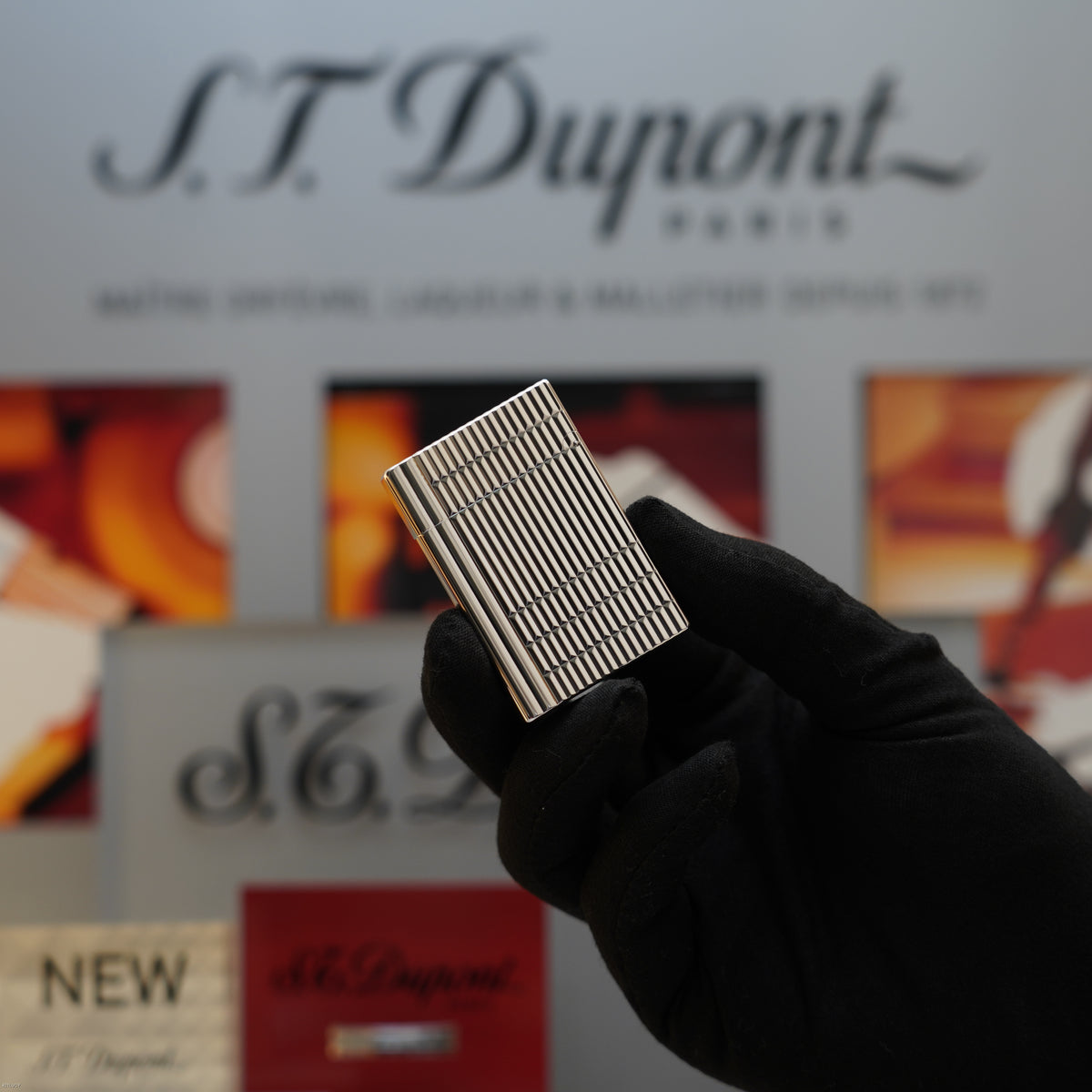 Vintage 1990 S.T. Dupont Gatsby Ligne 2 Medium Silver Plated Horizontal Line Lighter – Mint Full Set