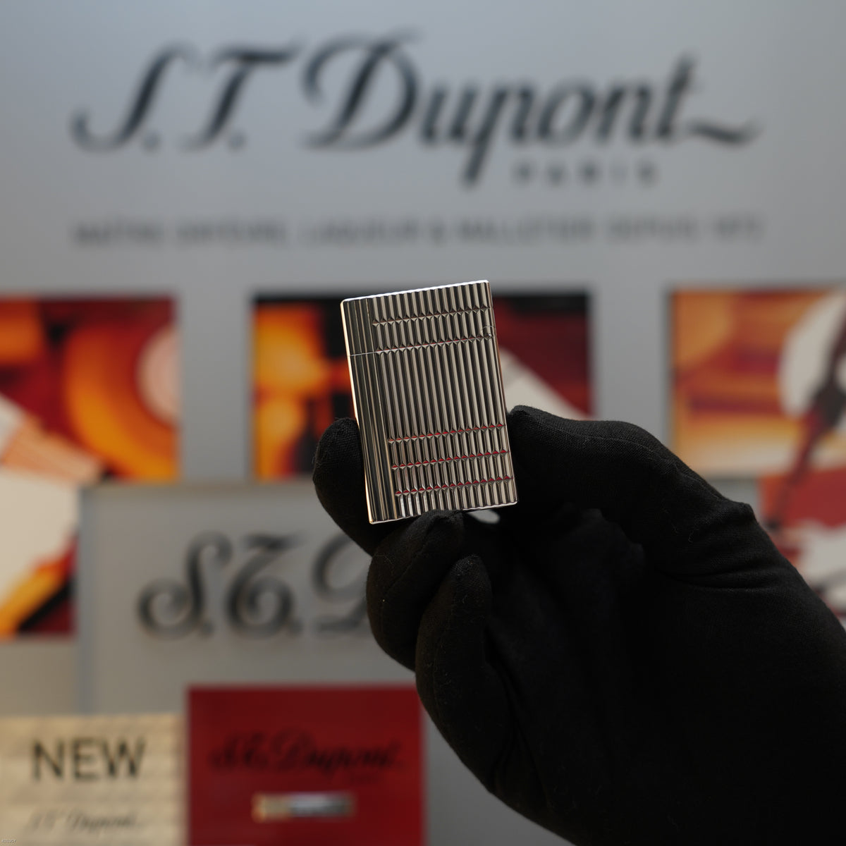 Vintage 1990 S.T. Dupont Gatsby Ligne 2 Medium Silver Plated Horizontal Line Lighter – Mint Full Set