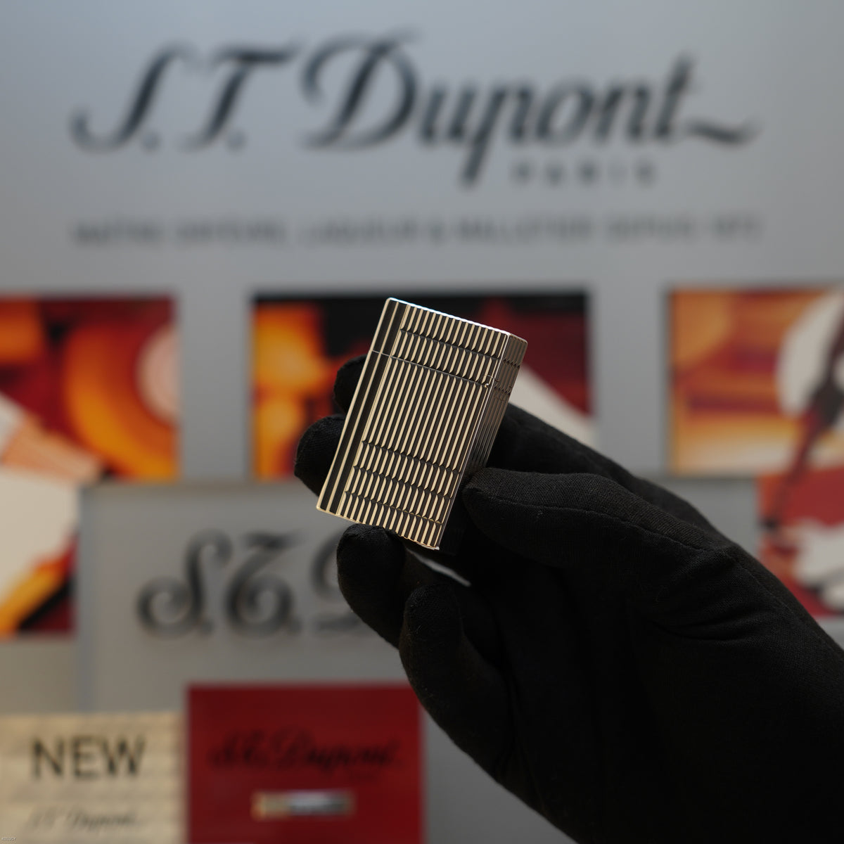 Vintage 1990 S.T. Dupont Gatsby Ligne 2 Medium Silver Plated Horizontal Line Lighter – Mint Full Set