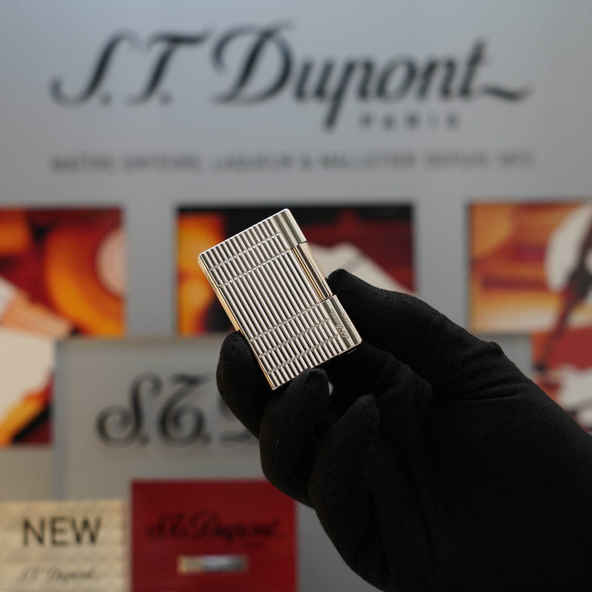 Vintage 1990 S.T. Dupont Gatsby Ligne 2 Medium Silver Plated Horizontal Line Lighter – Mint Full Set