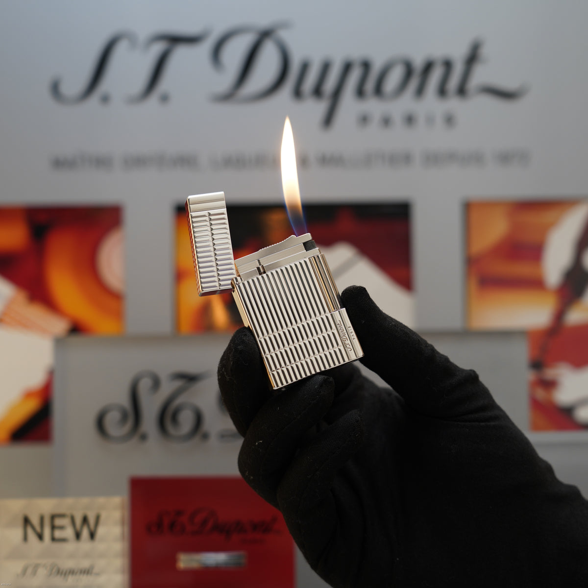 Vintage 1990 S.T. Dupont Gatsby Ligne 2 Medium Silver Plated Horizontal Line Lighter – Mint Full Set