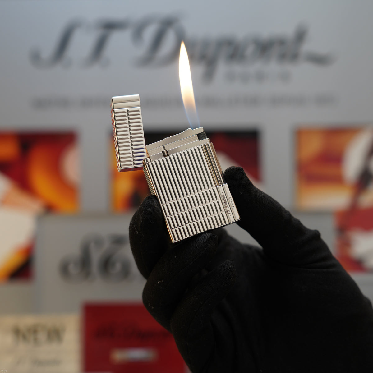 Vintage 1990 S.T. Dupont Gatsby Ligne 2 Medium Silver Plated Horizontal Line Lighter – Mint Full Set