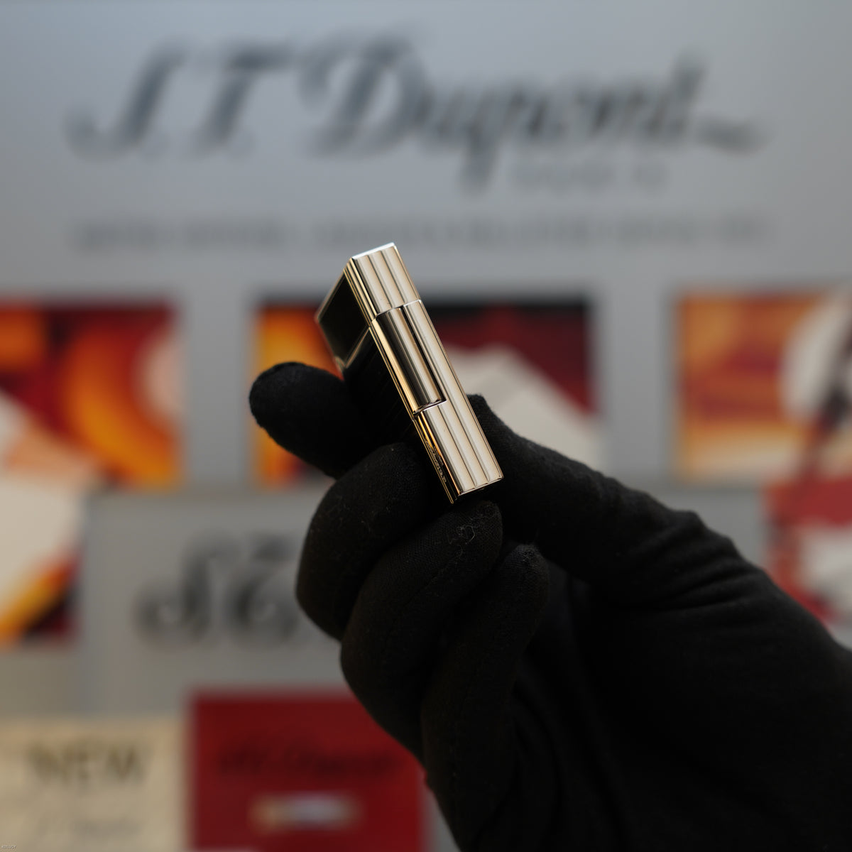 Vintage 1990 S.T. Dupont Gatsby Ligne 2 Medium Platinum Finish Black Chinese Lacquer Lighter – Full Set