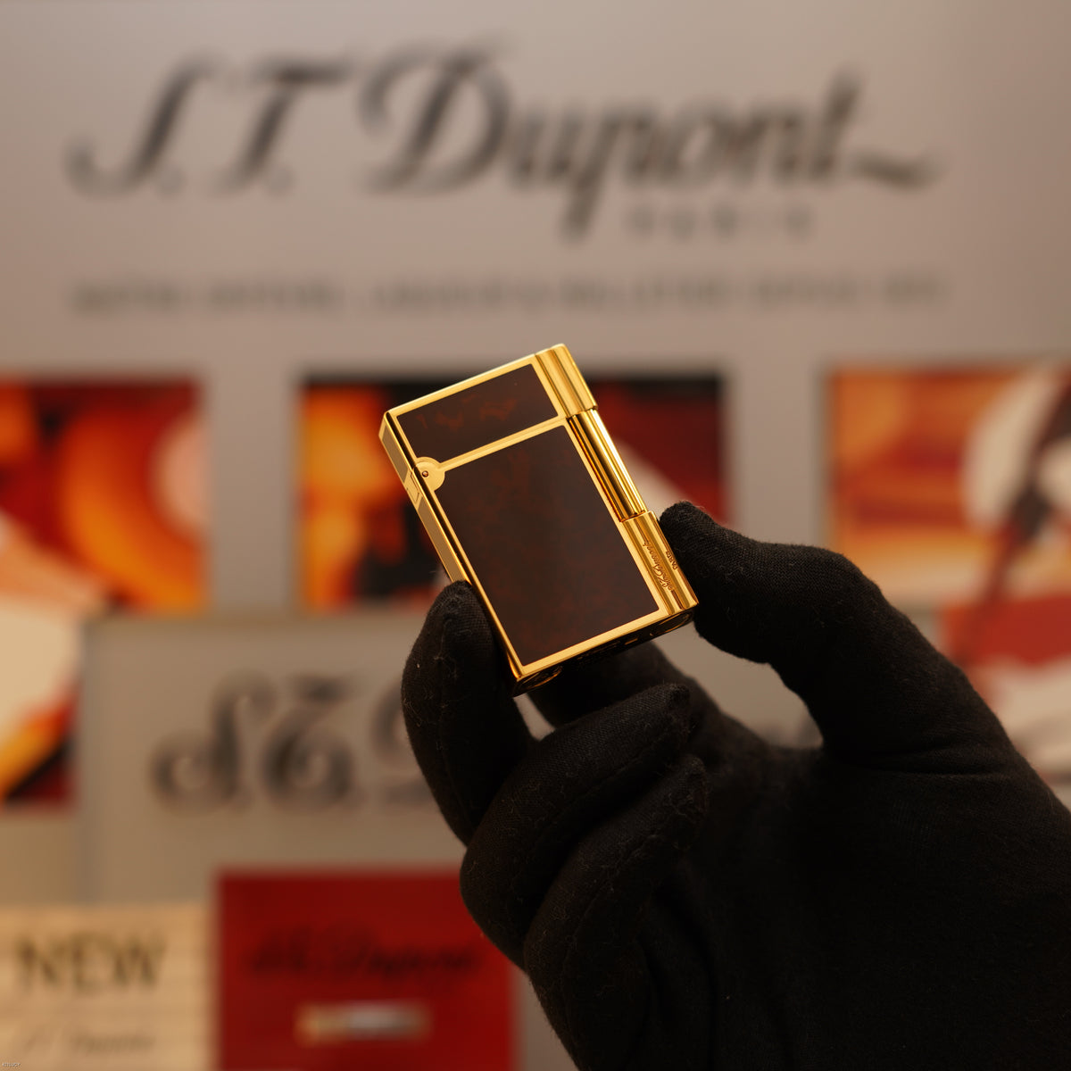 Vintage October 1990 S.T. Dupont Gatsby Tortoiseshell Lacquer Heavy Gold Finish Ligne 2 Medium Lighter – Rare Full Set