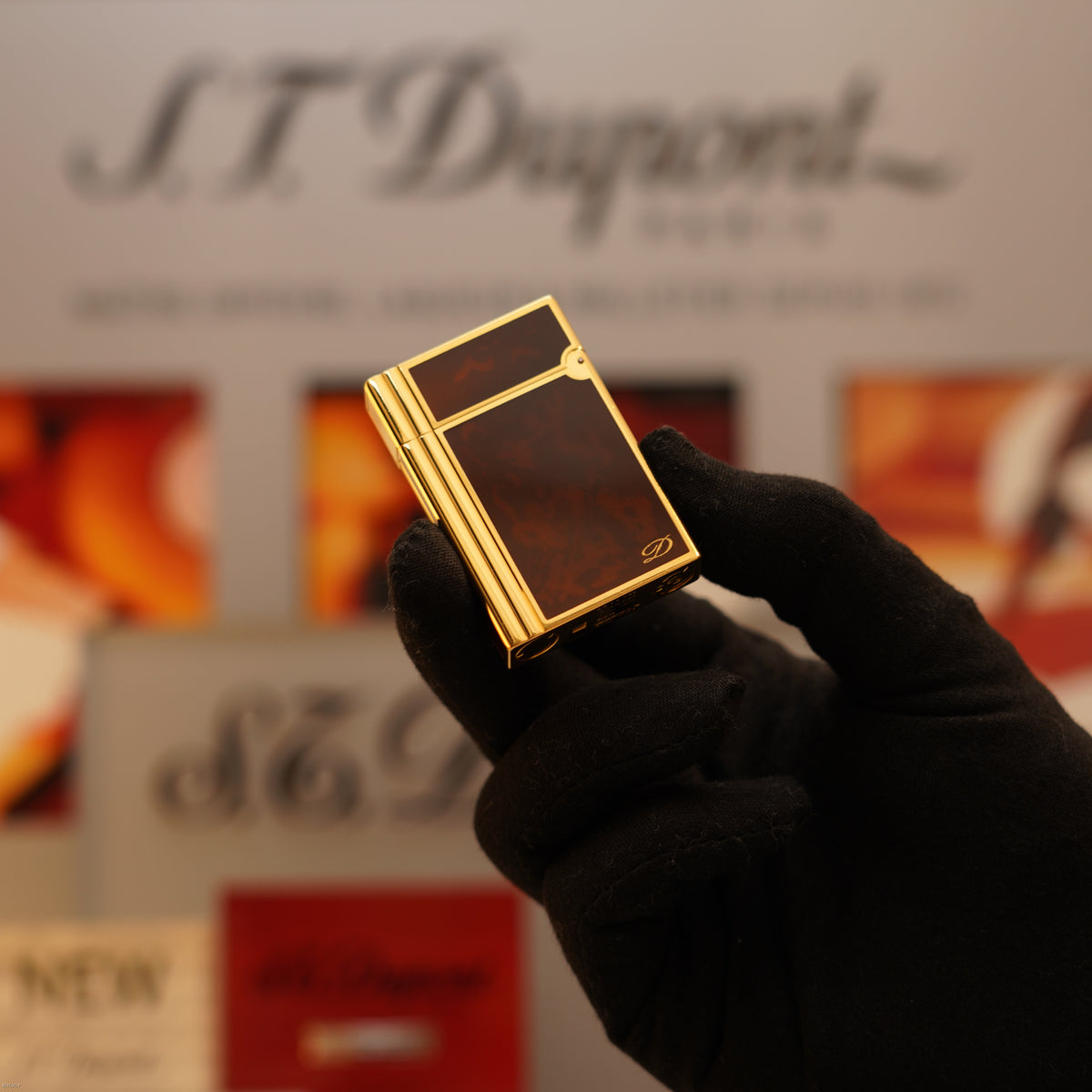 Vintage October 1990 S.T. Dupont Gatsby Tortoiseshell Lacquer Heavy Gold Finish Ligne 2 Medium Lighter – Rare Full Set