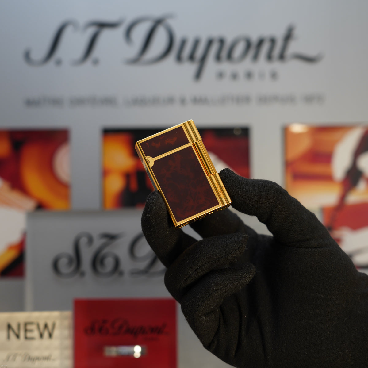 Vintage October 1990 S.T. Dupont Gatsby Tortoiseshell Lacquer Heavy Gold Finish Ligne 2 Medium Lighter – Rare Full Set