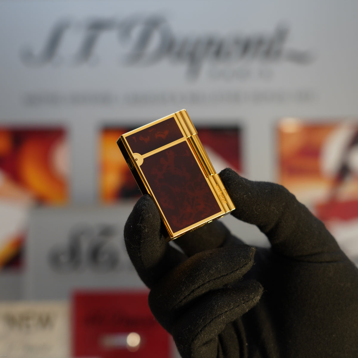 Vintage October 1990 S.T. Dupont Gatsby Tortoiseshell Lacquer Heavy Gold Finish Ligne 2 Medium Lighter – Rare Full Set