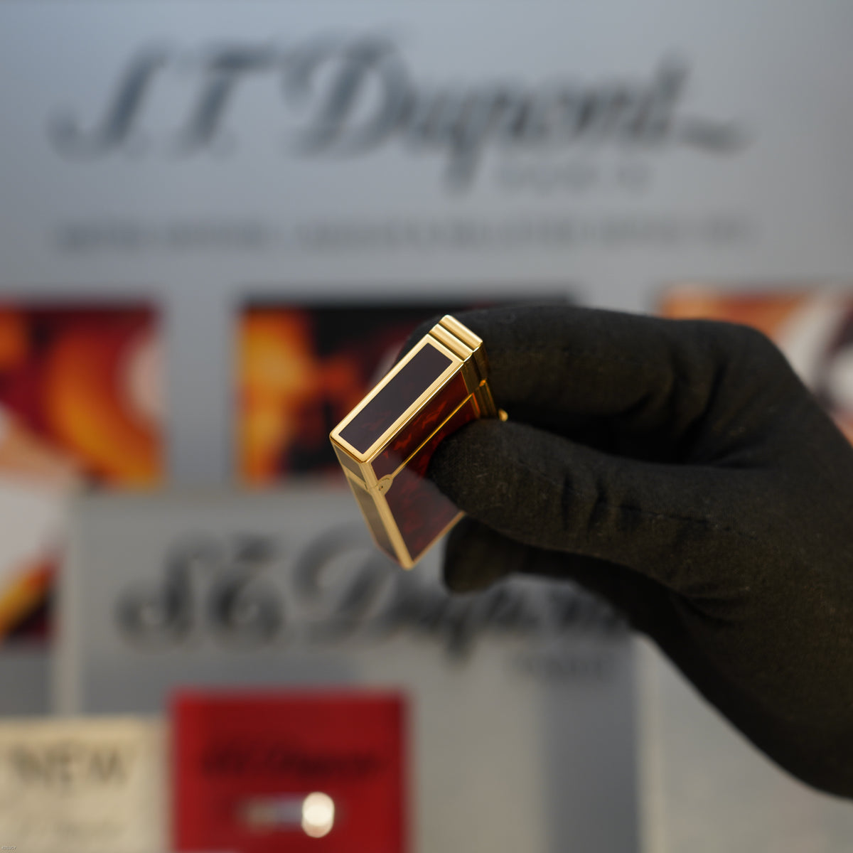 Vintage October 1990 S.T. Dupont Gatsby Tortoiseshell Lacquer Heavy Gold Finish Ligne 2 Medium Lighter – Rare Full Set