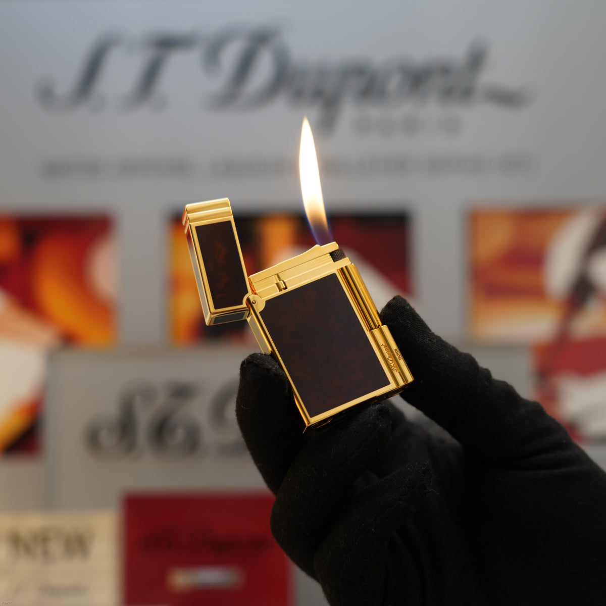 Vintage October 1990 S.T. Dupont Gatsby Tortoiseshell Lacquer Heavy Gold Finish Ligne 2 Medium Lighter – Rare Full Set