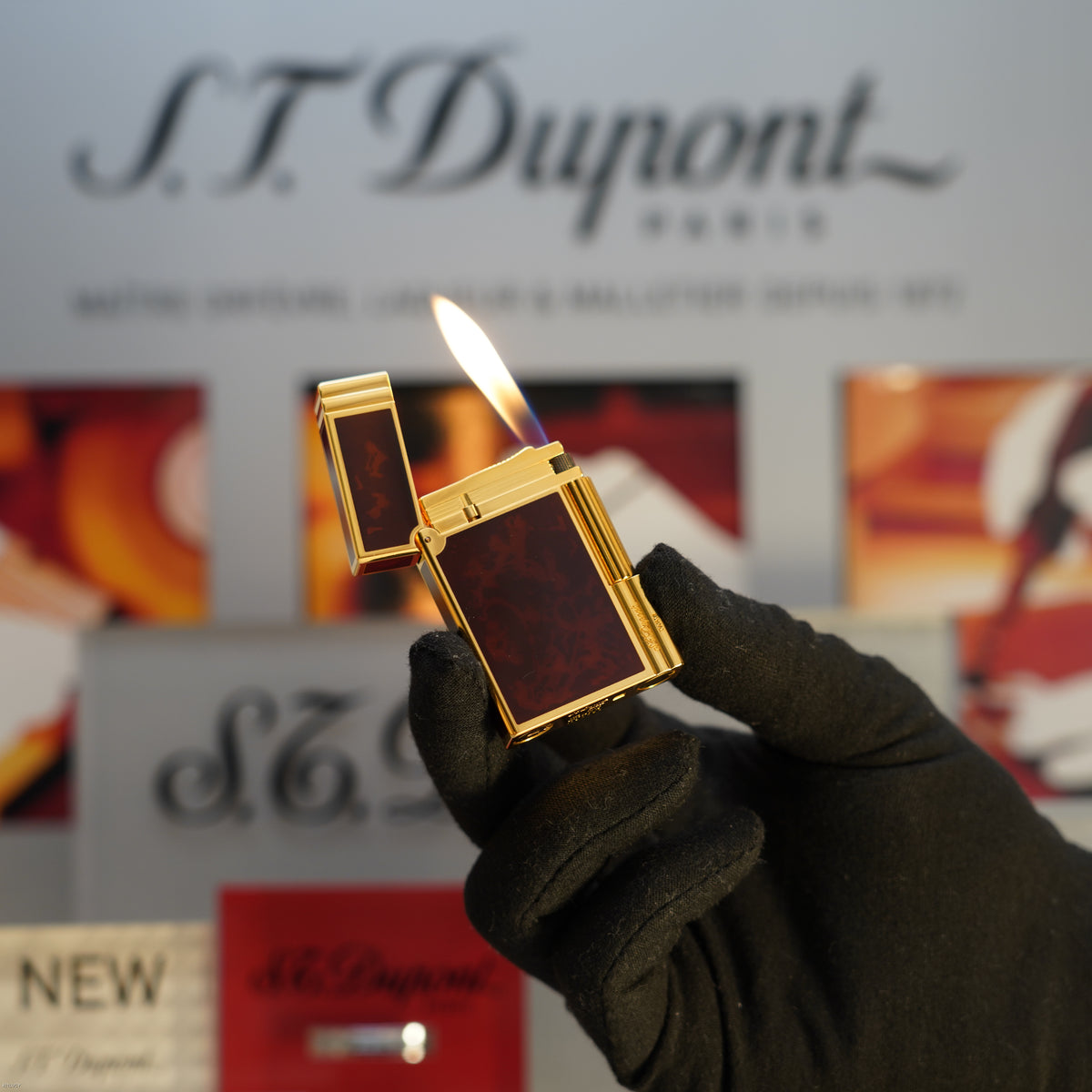 Vintage October 1990 S.T. Dupont Gatsby Tortoiseshell Lacquer Heavy Gold Finish Ligne 2 Medium Lighter – Rare Full Set
