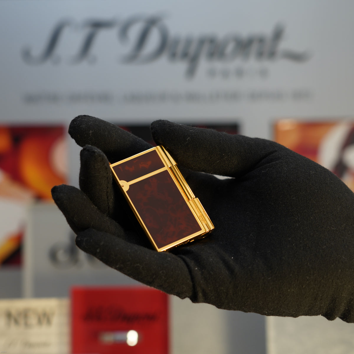 Vintage October 1990 S.T. Dupont Gatsby Tortoiseshell Lacquer Heavy Gold Finish Ligne 2 Medium Lighter – Rare Full Set