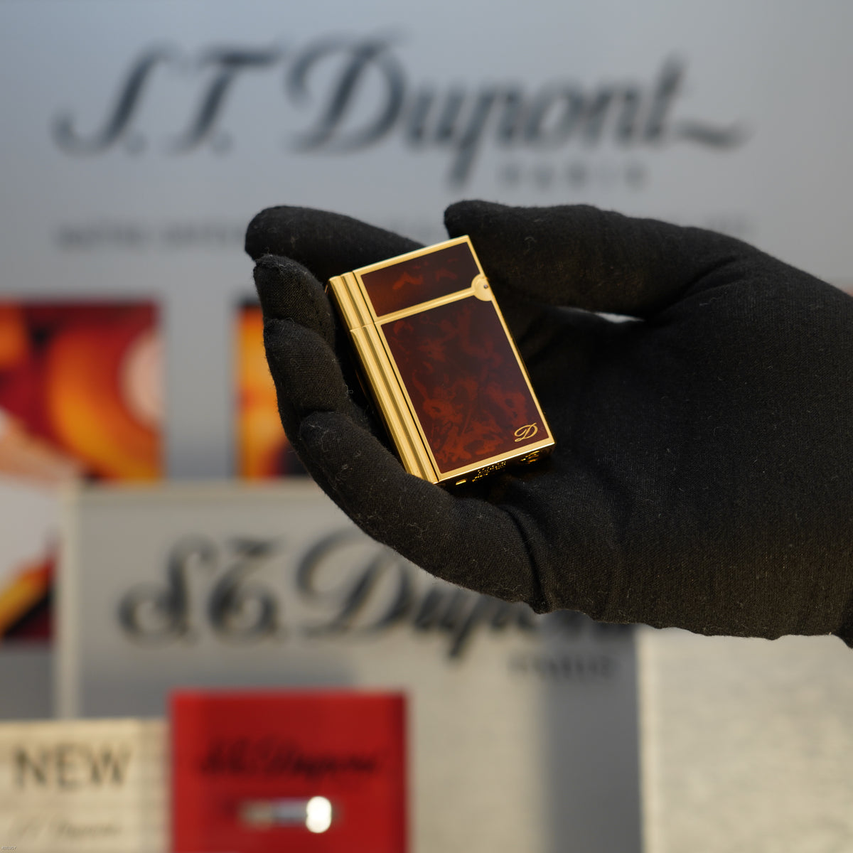 Vintage October 1990 S.T. Dupont Gatsby Tortoiseshell Lacquer Heavy Gold Finish Ligne 2 Medium Lighter – Rare Full Set