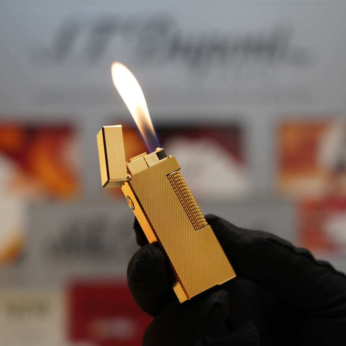 Vintage May 1972 Dunhill Rollagas Barley Pattern Gold Finish Lighter – Early Production – Excellent Condition