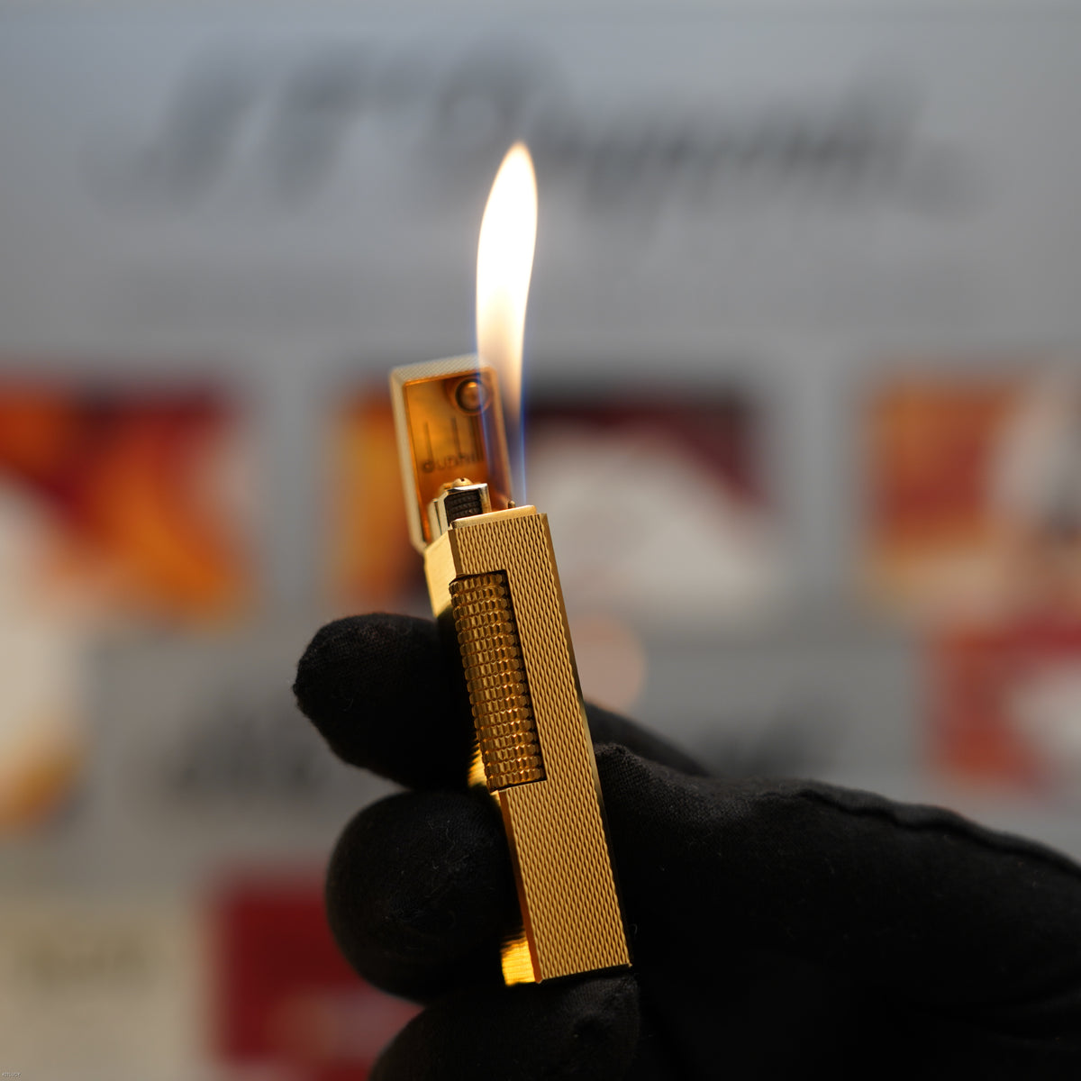 Vintage May 1972 Dunhill Rollagas Barley Pattern Gold Finish Lighter – Early Production – Excellent Condition