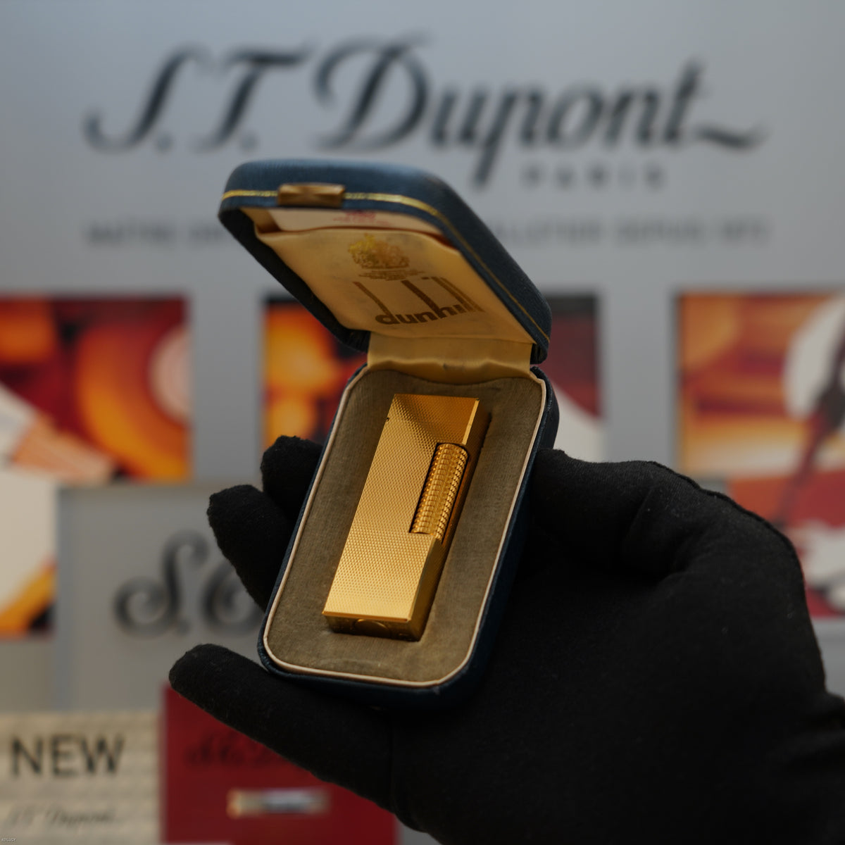 Vintage May 1972 Dunhill Rollagas Barley Pattern Gold Finish Lighter – Early Production – Excellent Condition