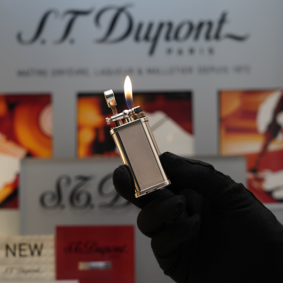 Vintage 1980 Dunhill Unique Large Barley Pattern Heavy Silver Finish Gas Lighter – Mint Full Set