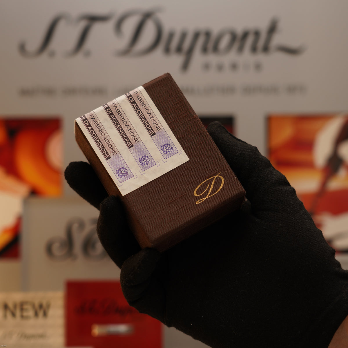 Vintage 1970 S.T. Dupont Ligne 1 Large Diamond Head 20 Micron Gold Plated Lighter – Full Set