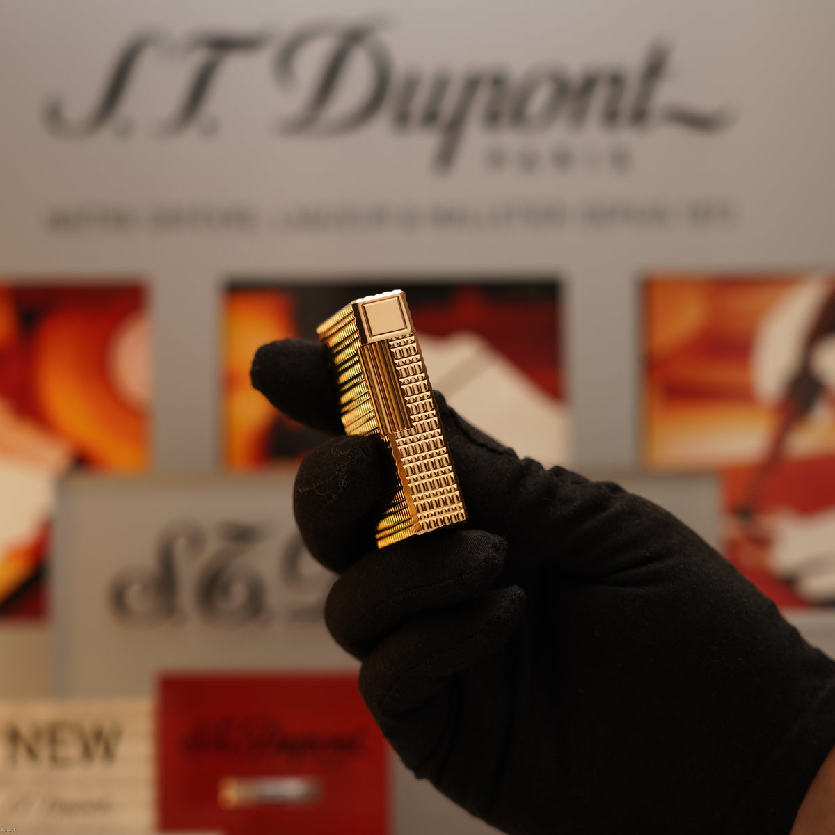 Vintage Late 1970s S.T. Dupont Large Ligne 1 Large 20 Micron Gold Plated Hermès Pattern Lighter – Full Set