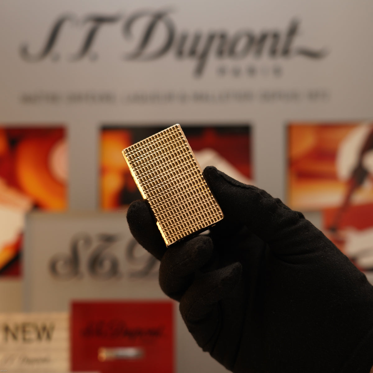 Vintage Late 1970s S.T. Dupont Large Ligne 1 Large 20 Micron Gold Plated Hermès Pattern Lighter – Full Set