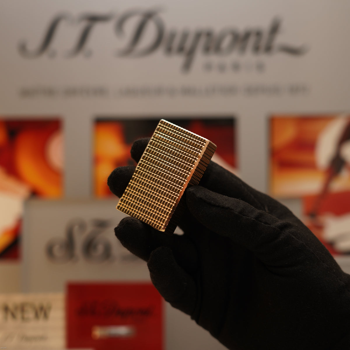 Vintage Late 1970s S.T. Dupont Large Ligne 1 Large 20 Micron Gold Plated Hermès Pattern Lighter – Full Set
