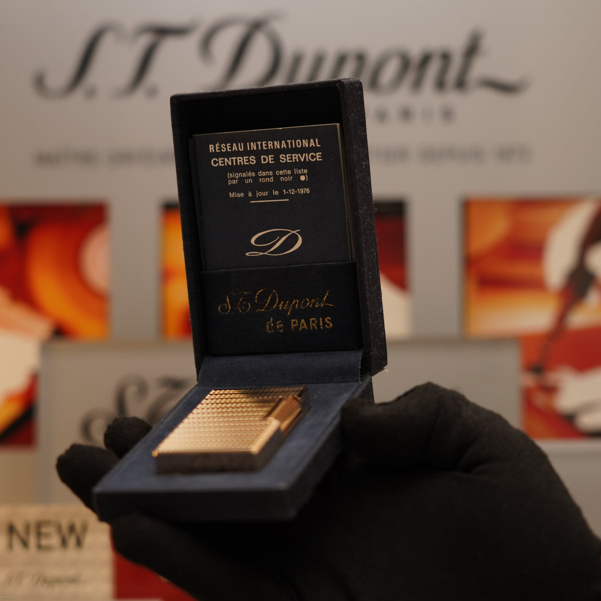 Vintage Late 1970s S.T. Dupont Large Ligne 1 Large 20 Micron Gold Plated Hermès Pattern Lighter – Full Set