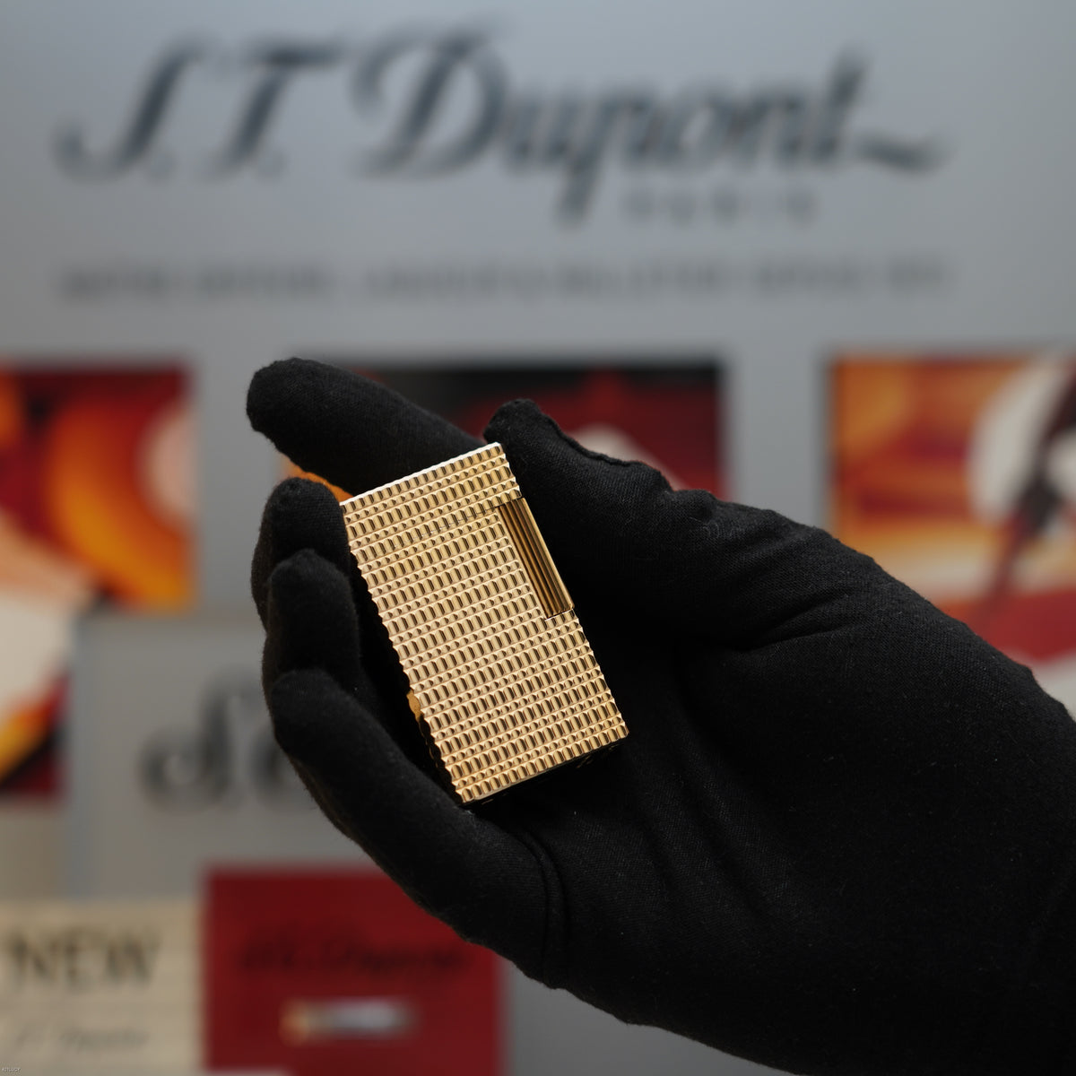 Vintage Late 1970s S.T. Dupont Large Ligne 1 Large 20 Micron Gold Plated Hermès Pattern Lighter – Full Set