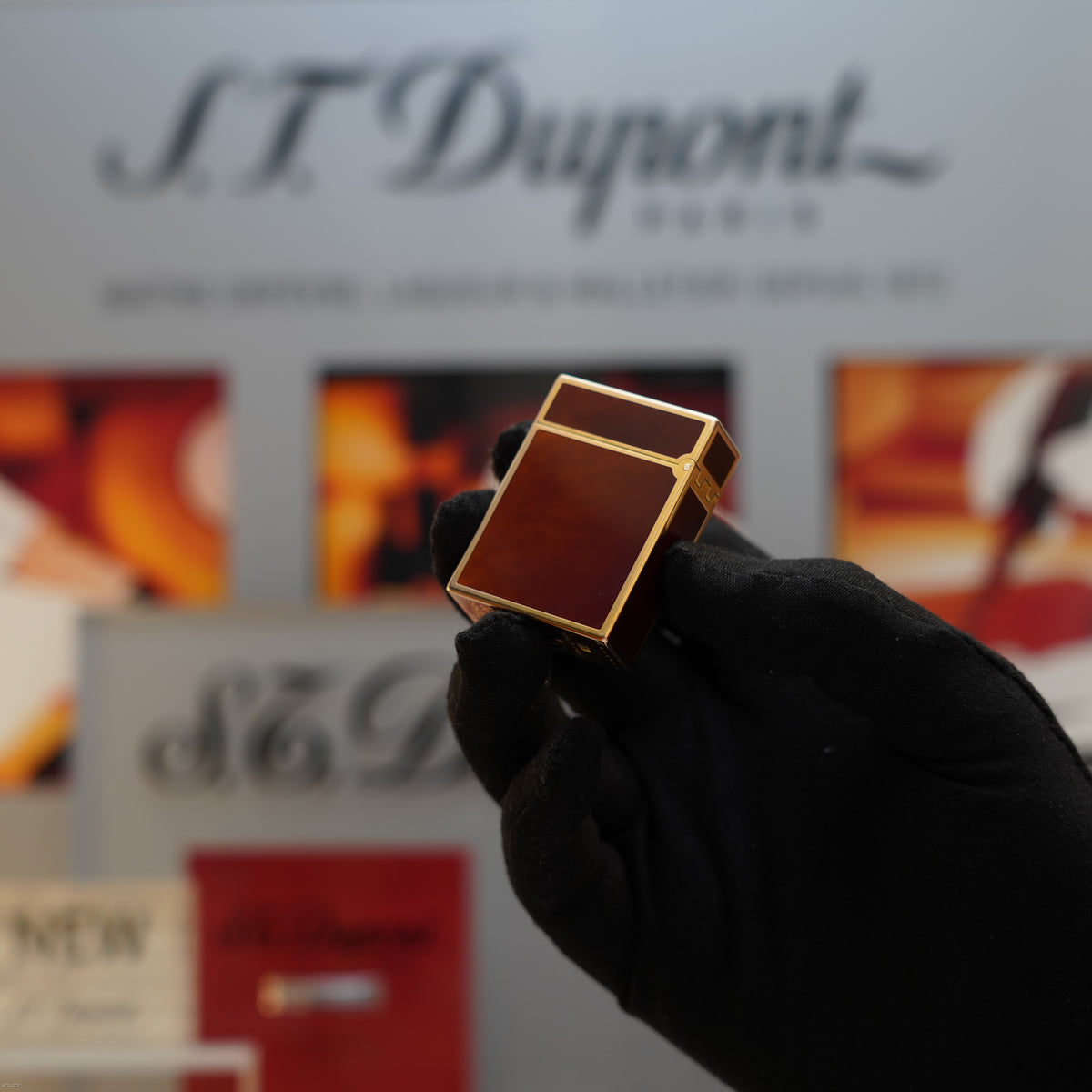 Vintage 1984 S.T. Dupont Ligne 1 Small Laque de Chine Brown Lacquer 20 Micron Gold Finish Lighter