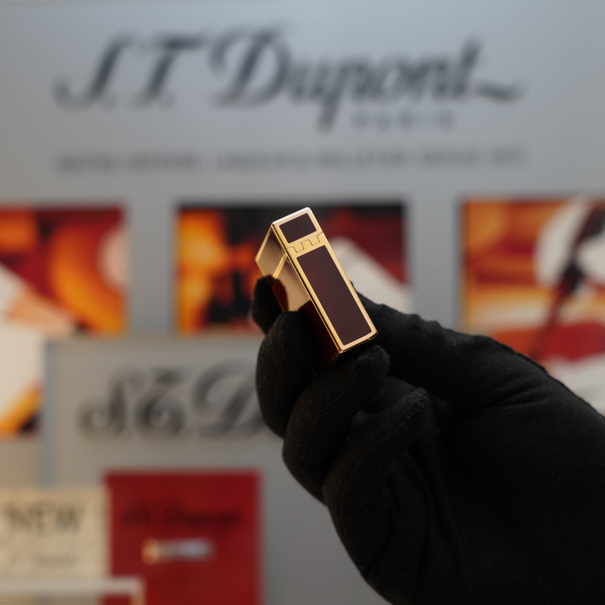 Vintage 1984 S.T. Dupont Ligne 1 Small Laque de Chine Brown Lacquer 20 Micron Gold Finish Lighter