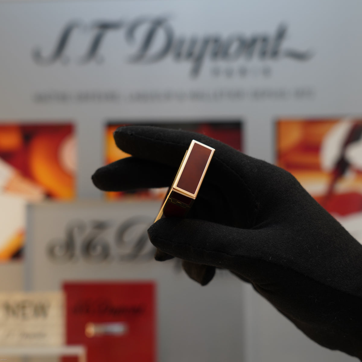 Vintage 1984 S.T. Dupont Ligne 1 Small Laque de Chine Brown Lacquer 20 Micron Gold Finish Lighter