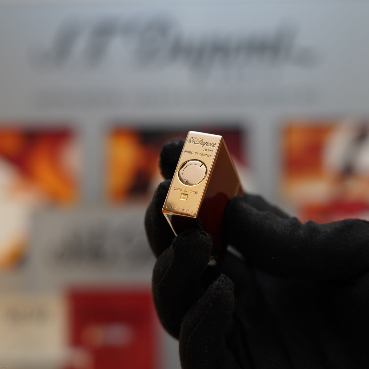 Vintage 1984 S.T. Dupont Ligne 1 Small Laque de Chine Brown Lacquer 20 Micron Gold Finish Lighter
