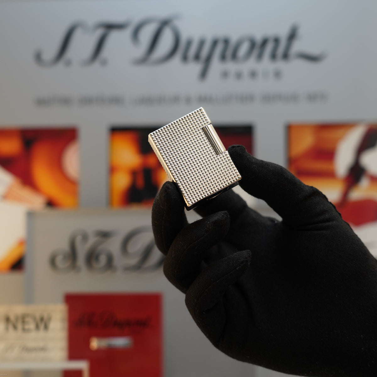 Vintage 1983 S.T. Dupont Ligne 1 Small Diamond Head 20 Micron Gold Plated Lighter – Mint Full Set