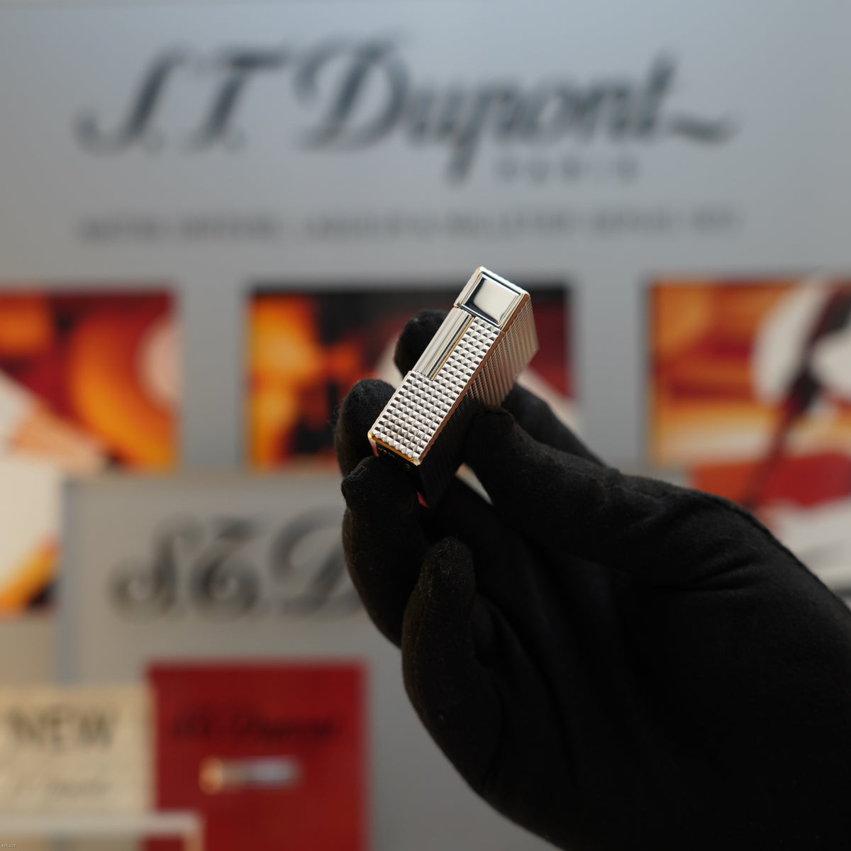 Vintage 1983 S.T. Dupont Ligne 1 Small Diamond Head 20 Micron Gold Plated Lighter – Mint Full Set
