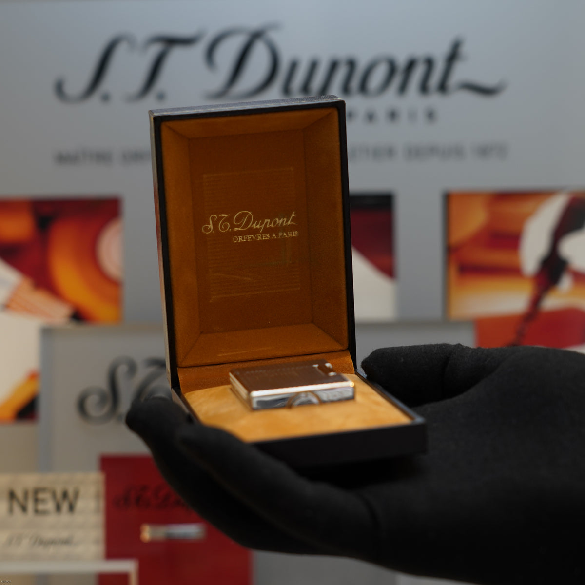 Vintage 1983 S.T. Dupont Ligne 1 Small Diamond Head 20 Micron Gold Plated Lighter – Mint Full Set