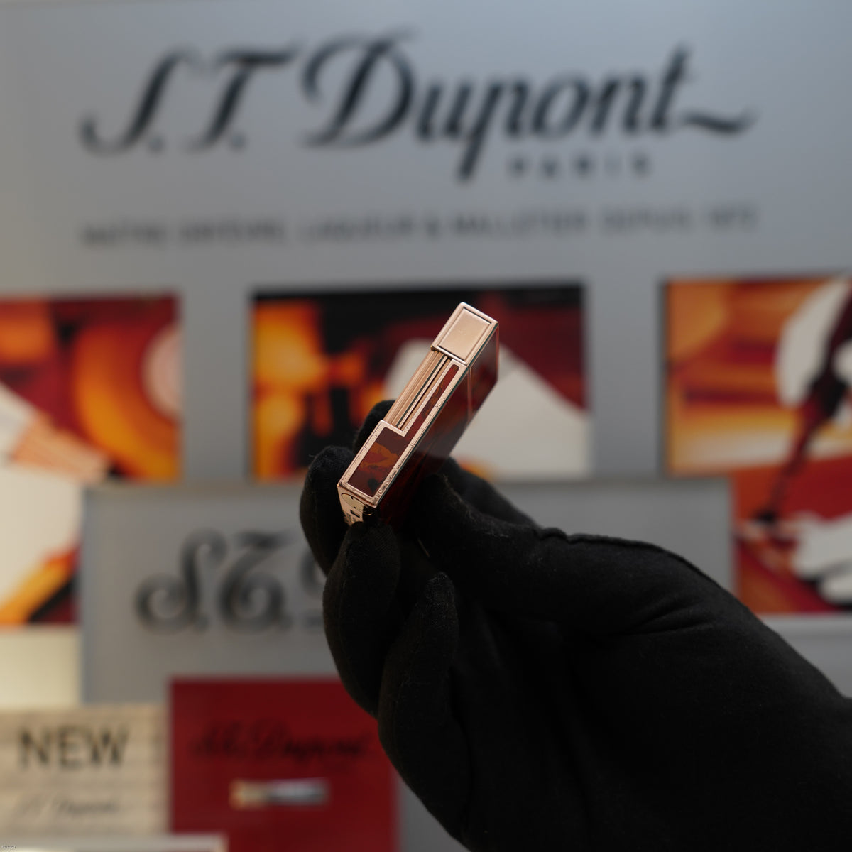 Vintage Early 1990s S.T. Dupont Ligne 2 Medium Rose Gold Finish Picasso Chinese Lacquer Lighter – Good Full Set
