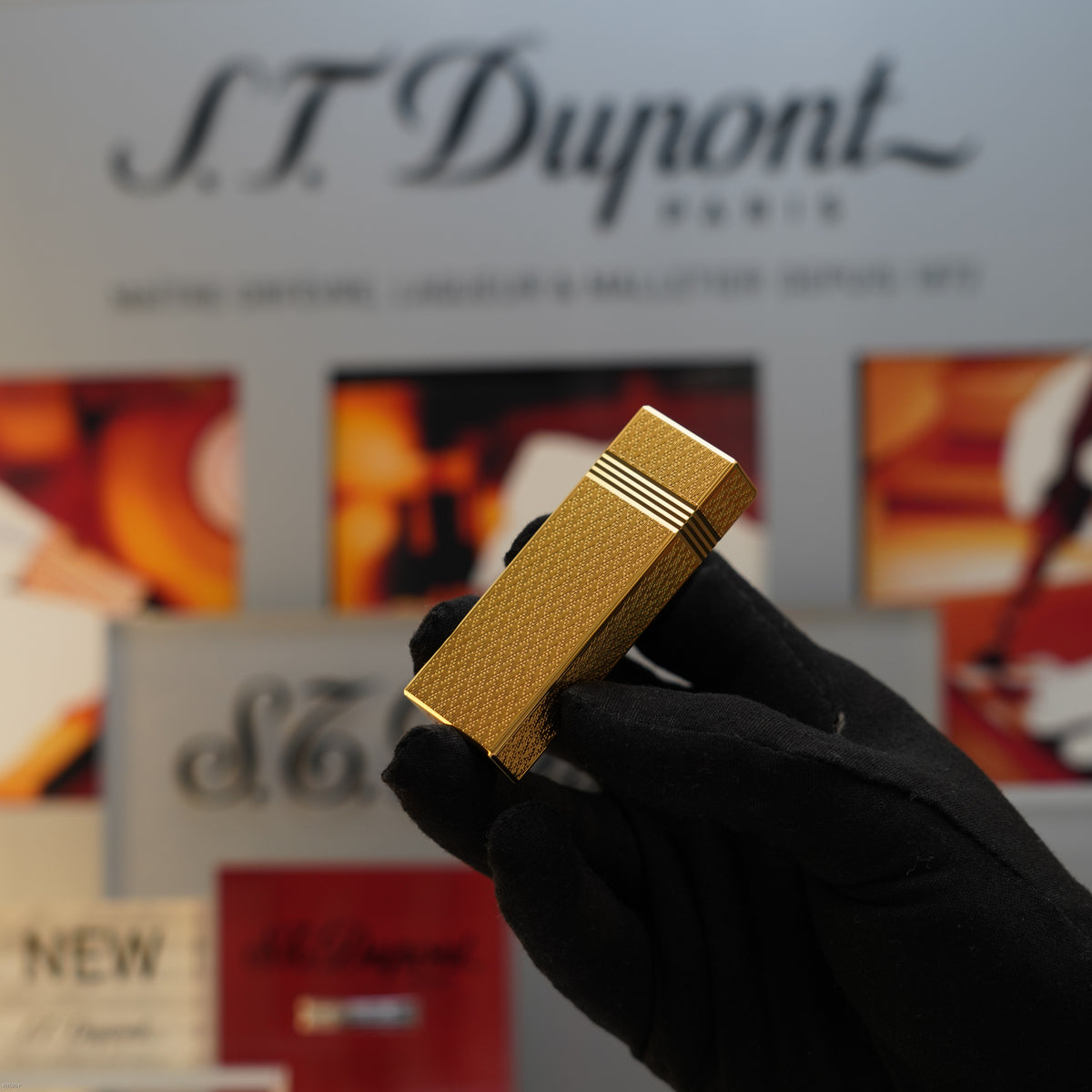 Vintage 1980 Cartier Pentagon Plaqué Or G Heavy 24K Gold Guilloché Pattern Lighter – NOS Full Set