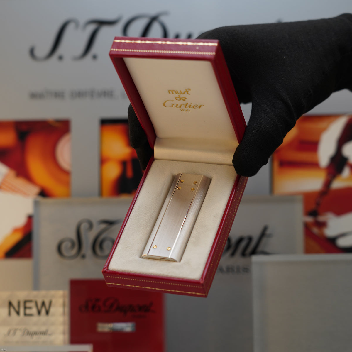 Vintage 1991 Cartier Les Must Santos Two-Tone Platinum & Gold Filled Screw Lighter – Mint Full Set