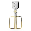 An Elie Bleu Cigar Cutter Scissors Gold with a unique rectangular design and a combination of silver and gold coloring.