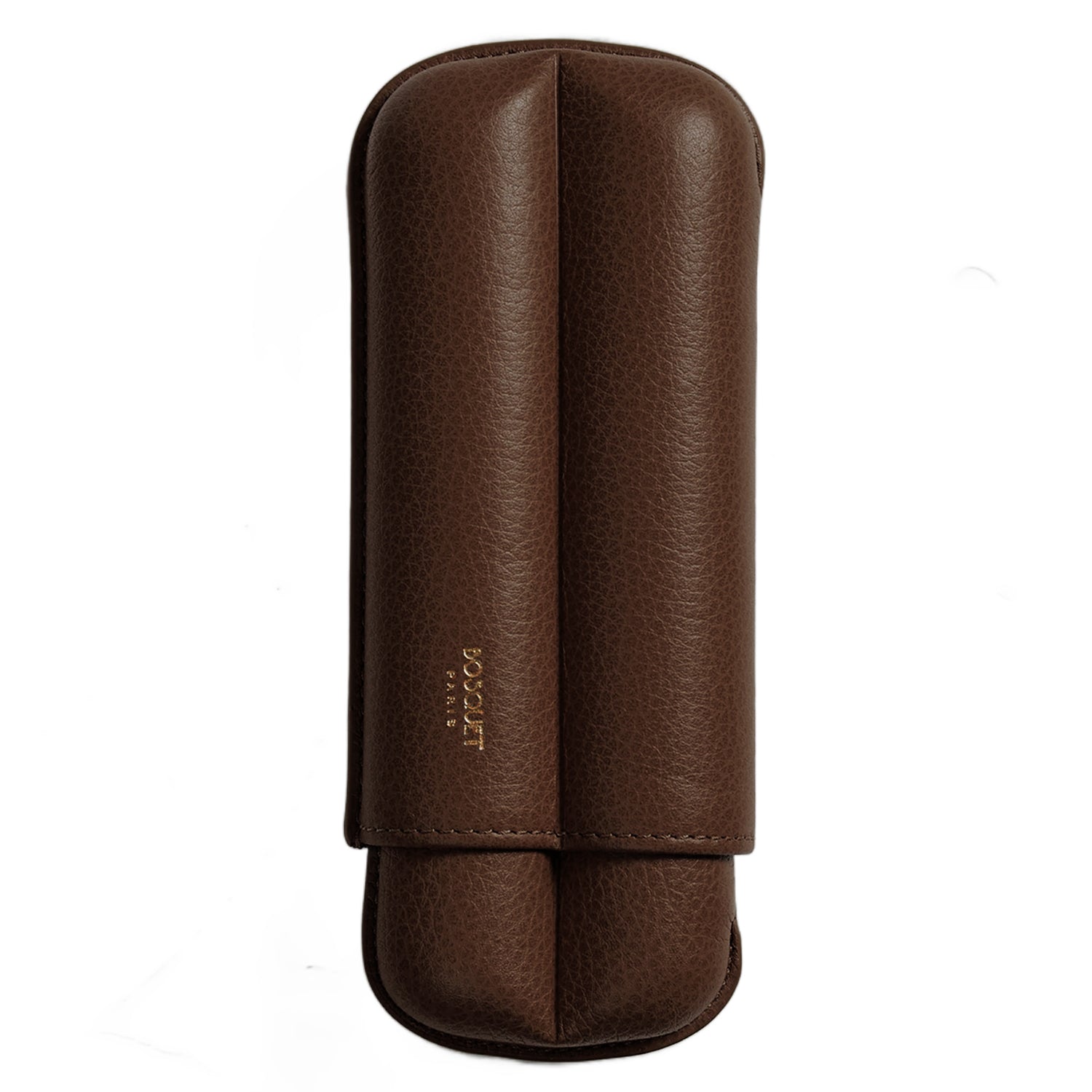 Bosquet Dark Brown Grained Leather Cylindrical Cigar Case (2 Cigars)
