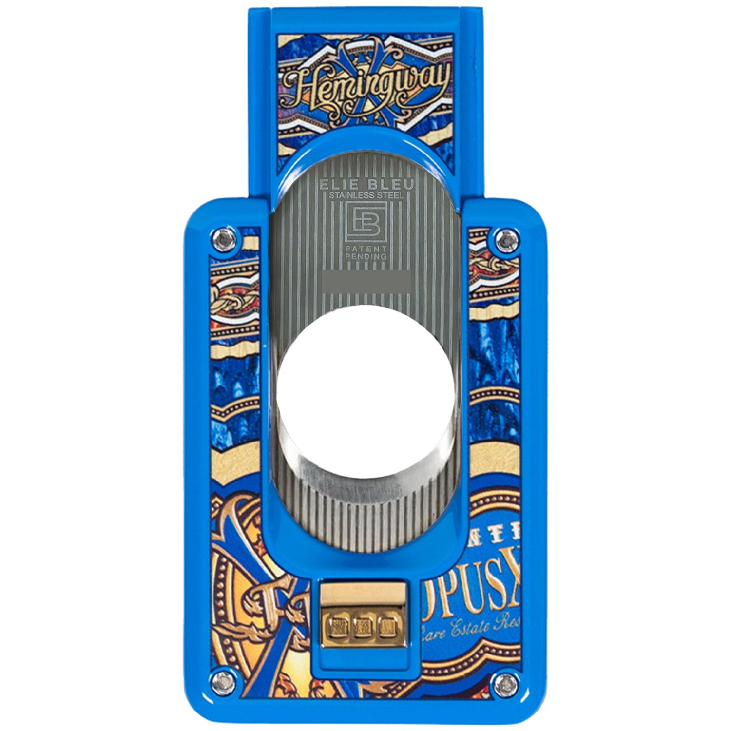 Elie Bleu Limited Edition Fuente Opus X Hemingway Blue & Gold Cigar Cutter