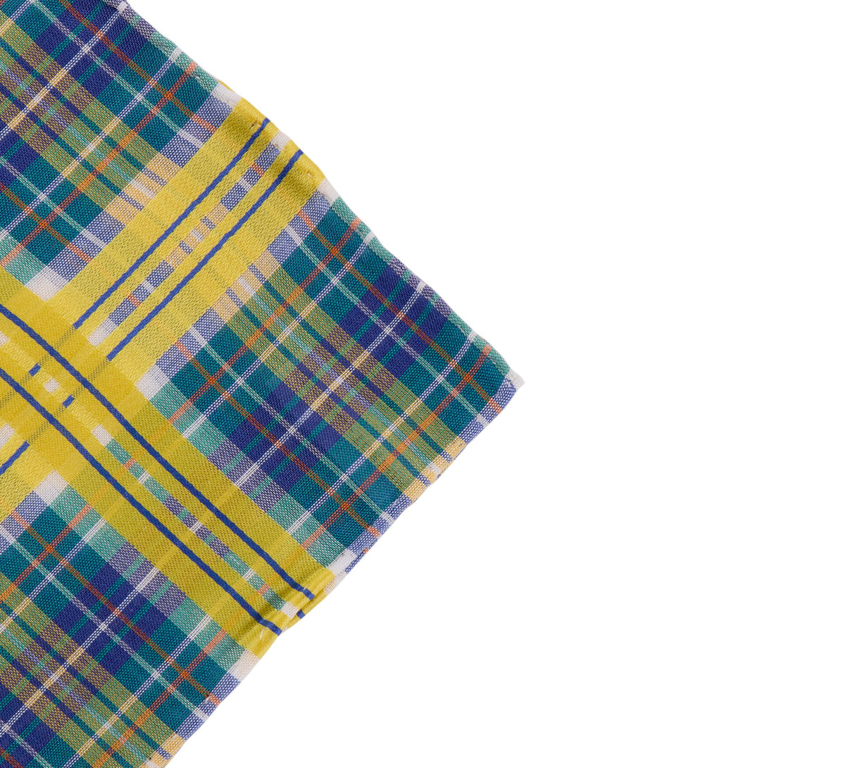 Simonnot Godard Green & Yellow Plaid Cotton Pocket Square