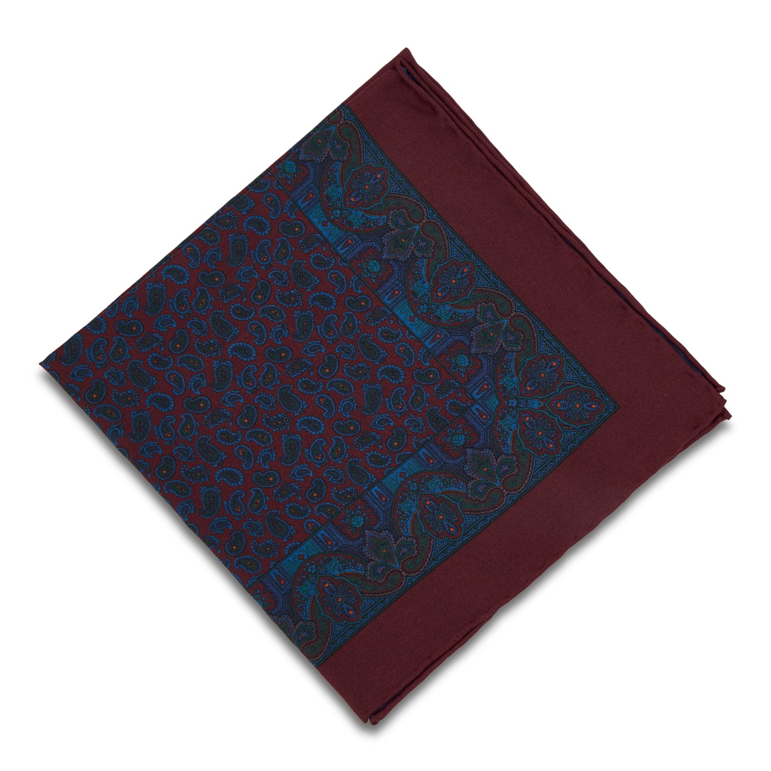 Sovereign Grade Ancient Madder Burgundy Paisley Pocket Square