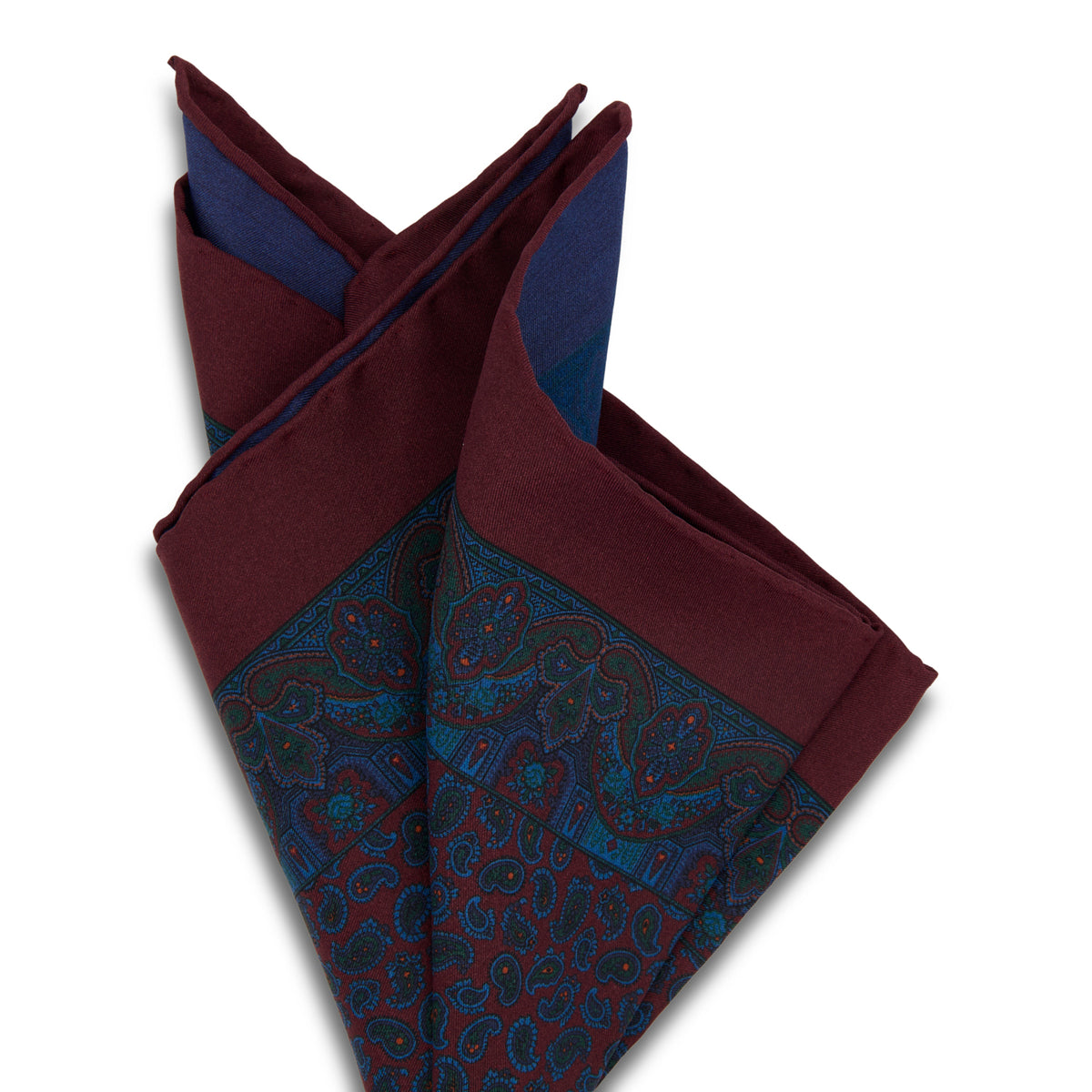 Sovereign Grade Ancient Madder Burgundy Paisley Pocket Square