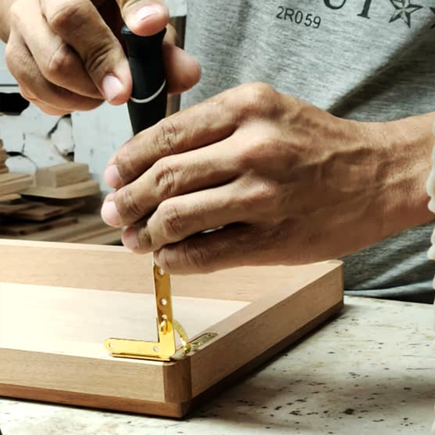 Kirby Allison Solid Wood Marketry Humidor (10 Cigars)