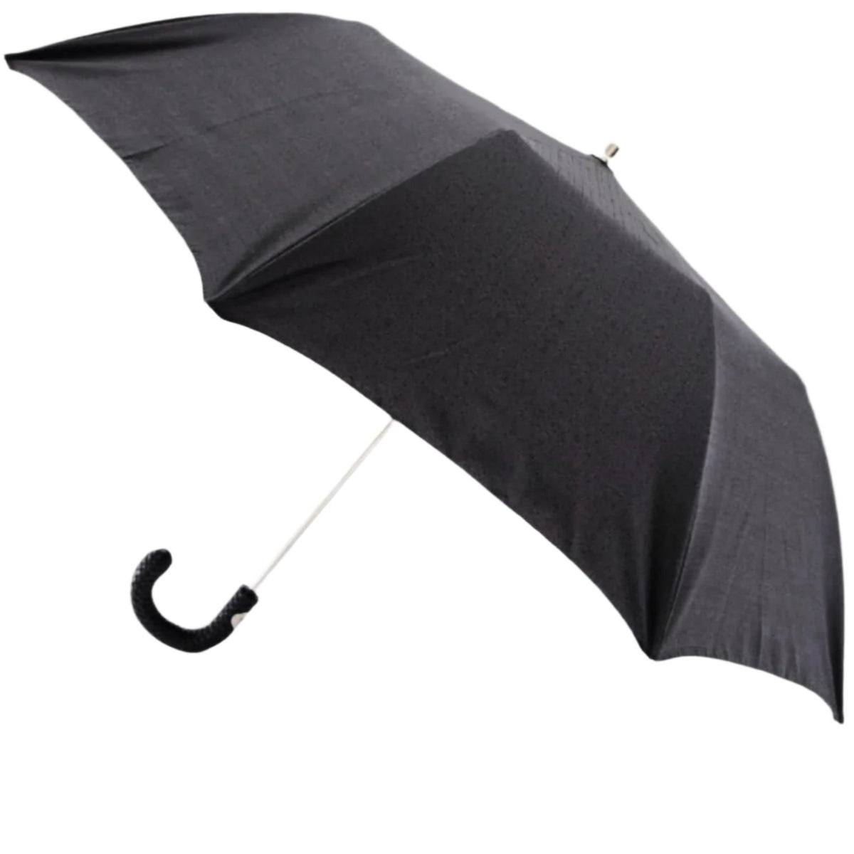 Imperial Black Travel Umbrella with Woven Leather Handle