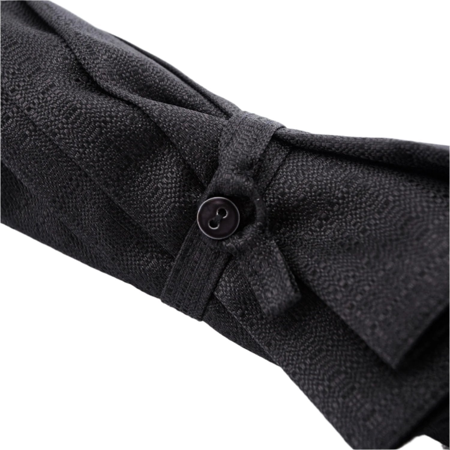 Imperial Black Travel Umbrella with Woven Leather Handle