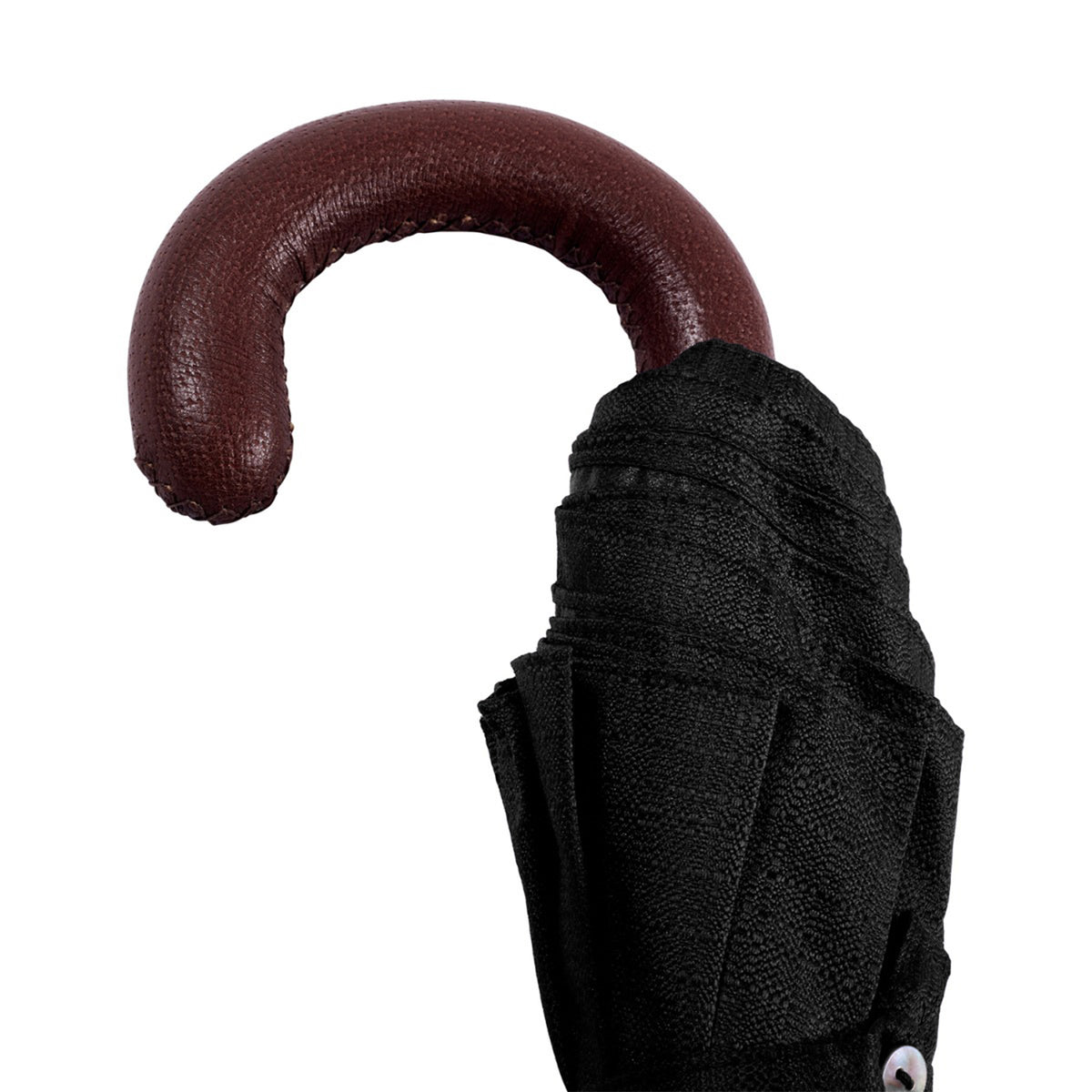 Brown Pigskin Handled Travel Umbrella